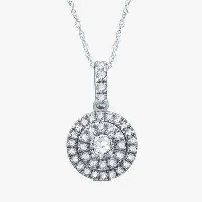 Ever Star (H-I / I1) Womens 1/ CT. T.W. Lab Grown White Diamond 10K White Gold Round Pendant Necklaces