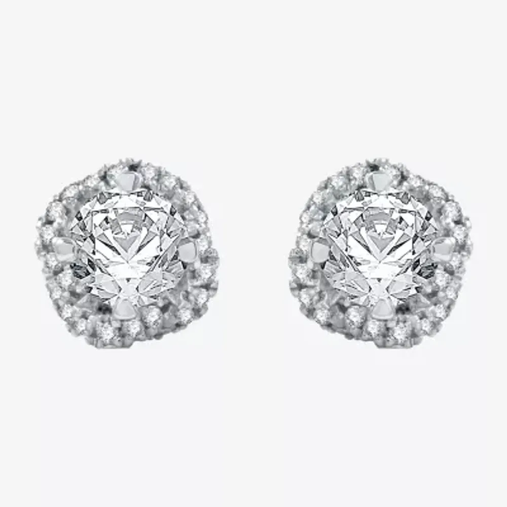 Ever Star (H-I / I1) 1 CT. T.W. Lab Grown White Diamond 10K White Gold 7.9mm Round Stud Earrings