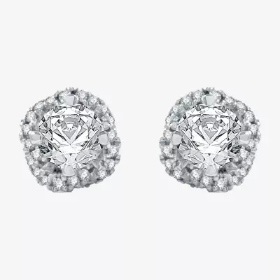 Ever Star (H-I / I1) 1 CT. T.W. Lab Grown White Diamond 10K White Gold 7.9mm Round Stud Earrings