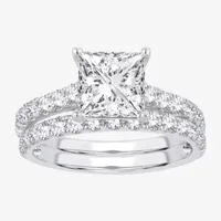 (H-I / SI1-SI2) Signature By Modern Bride Womens 2 1/2 CT. TW. Lab Grown White Diamond 14K Gold Princess Bridal Set