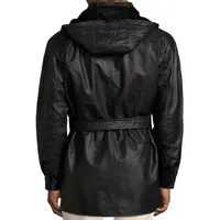Vintage Leather Hooded Parka With Zip Out Lining