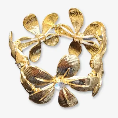 Bijoux Bar Gold Tone Metal Flower Stretch Bracelet