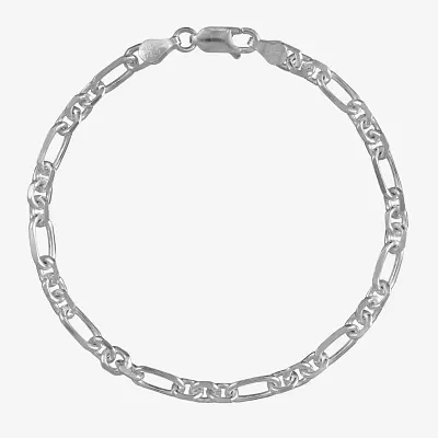 Made in Italy Womens Sterling Silver Inch Solid Link Chain Bracelet