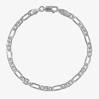 Made in Italy Womens Sterling Silver Inch Solid Link Chain Bracelet