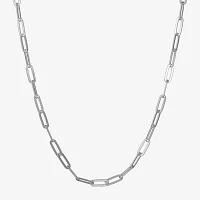 Made in Italy Sterling Silver 18 Inch Solid Paperclip Paperclip Chain Necklace