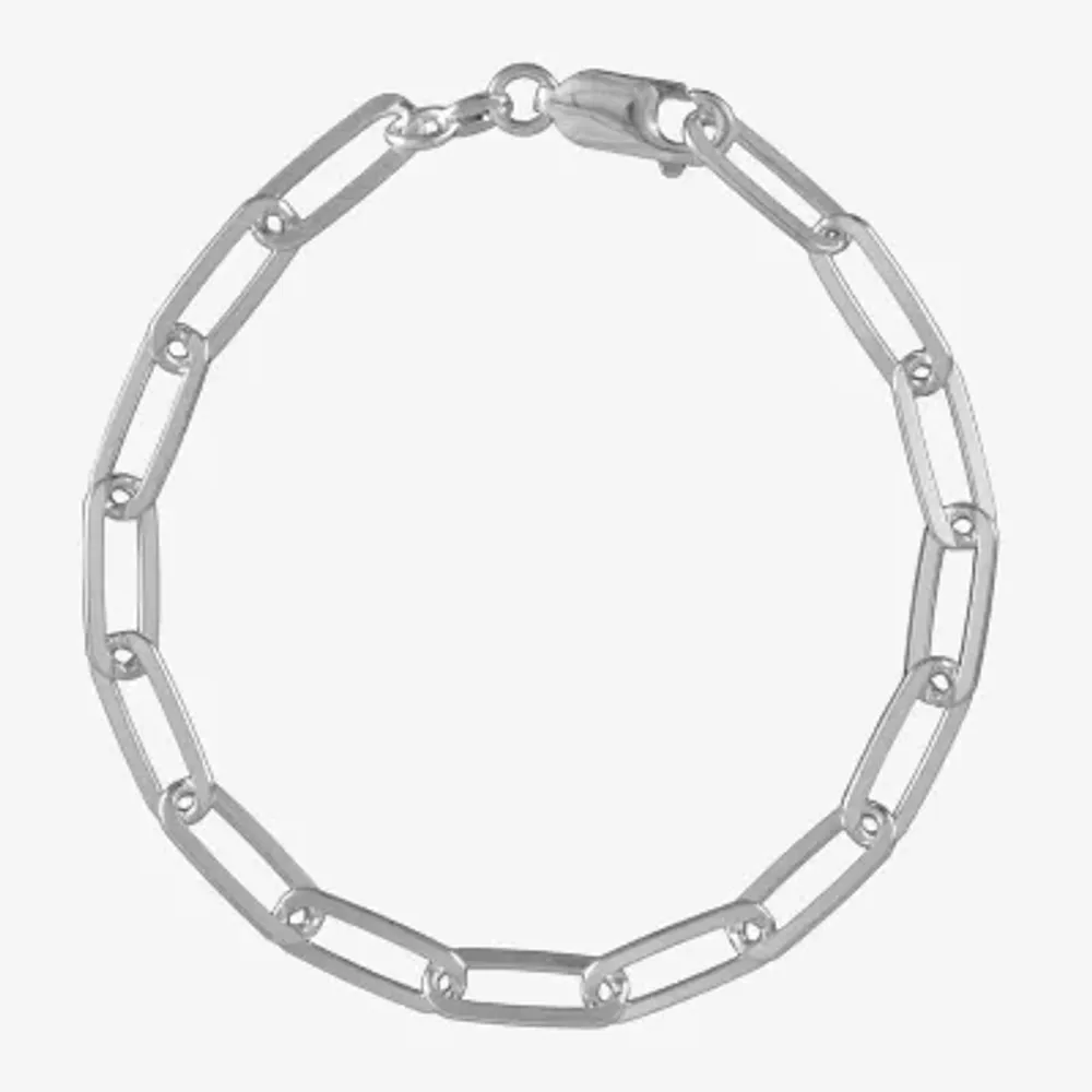 Made in Italy Sterling Silver 7.5 Inch Solid Paperclip Chain Bracelet