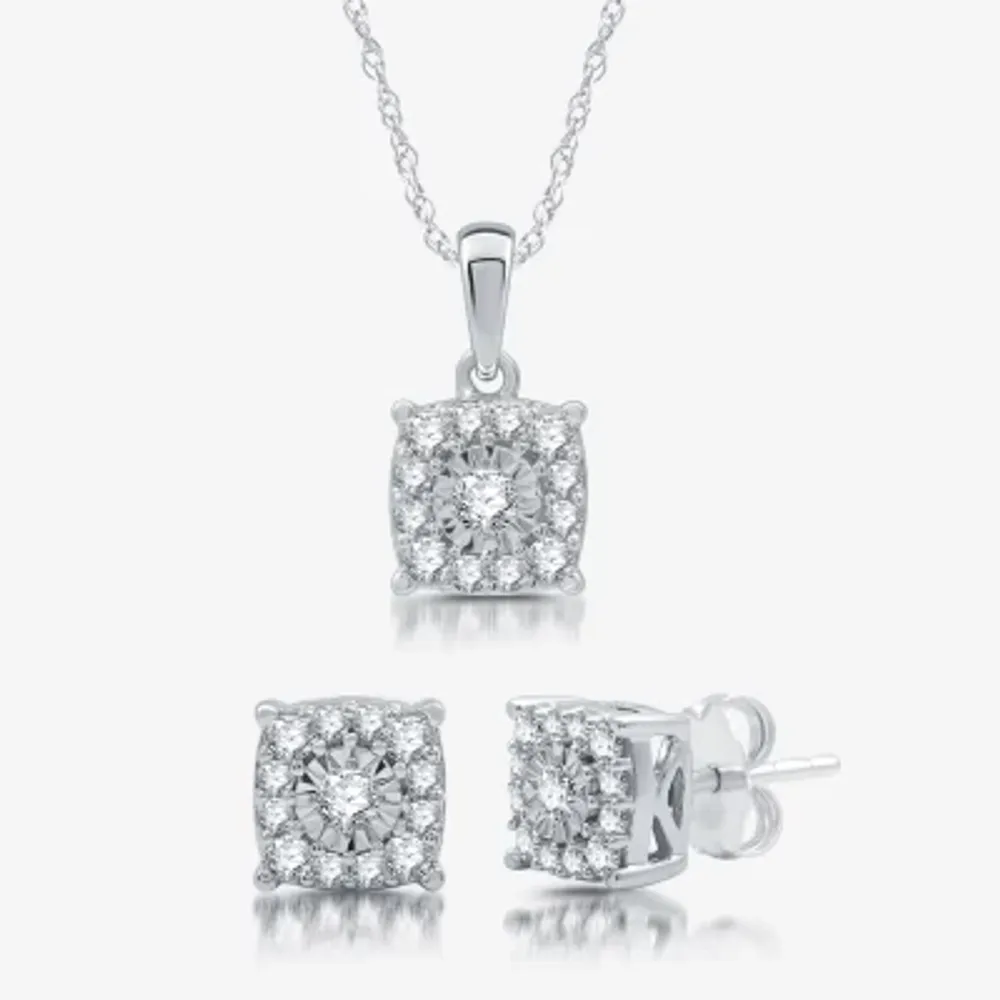 3/4 CT. T.W. Lab Grown White Diamond Sterling Silver Cushion 2-pc. Jewelry Set