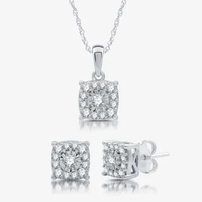 3/4 CT. T.W. Lab Grown White Diamond Sterling Silver Cushion 2-pc. Jewelry Set