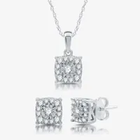 CT. T.W. Lab Grown White Diamond Sterling Silver Square 2-pc. Jewelry Set