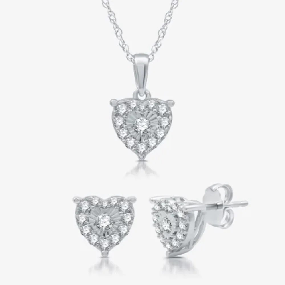 3/4 CT. T.W. Lab Grown White Diamond Sterling Silver Heart 2-pc. Jewelry Set