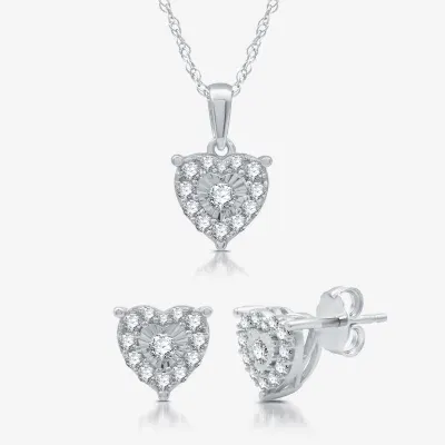 3/4 CT. T.W. Lab Grown White Diamond Sterling Silver Heart 2-pc. Jewelry Set
