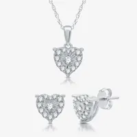 3/4 CT. T.W. Lab Grown White Diamond Sterling Silver Heart 2-pc. Jewelry Set