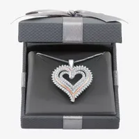 Womens / CT. T.W. Lab Grown White Diamond 14K Rose Gold Over Silver Sterling Silver Heart Pendant Necklace