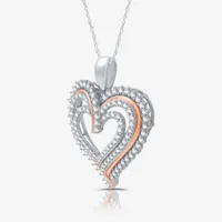 Womens / CT. T.W. Lab Grown White Diamond 14K Rose Gold Over Silver Sterling Silver Heart Pendant Necklace