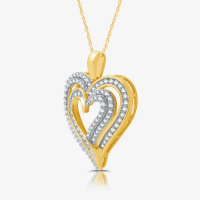 Womens 1 1/2 CT. T.W. Lab Grown White Diamond 14K Gold Over Silver Sterling Silver Heart Pendant Necklace