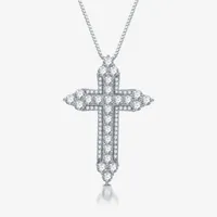 Womens / CT. T.W. Lab Grown White Diamond Sterling Silver Cross Pendant Necklace