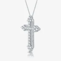 Womens / CT. T.W. Lab Grown White Diamond Sterling Silver Cross Pendant Necklace