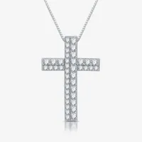 Womens / CT. T.W. Lab Grown White Diamond Sterling Silver Cross Pendant Necklace