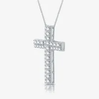 Womens / CT. T.W. Lab Grown White Diamond Sterling Silver Cross Pendant Necklace