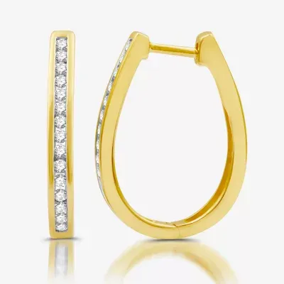 1/2 CT. T.W. Lab Grown White Diamond Sterling Silver or 14K Gold Over 23.8mm Hoop Earrings