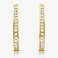 1/2 CT. T.W. Lab Grown White Diamond Sterling Silver or 14K Gold Over 23.8mm Hoop Earrings