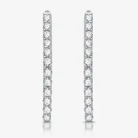 1/2 CT. T.W. Lab Grown White Diamond Sterling Silver 21mm Hoop Earrings