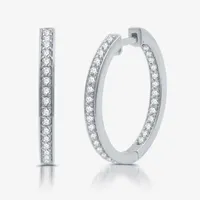 3/4 CT. T.W. Lab Grown White Diamond Sterling Silver 21.4mm Hoop Earrings