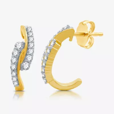 Womens 1/2 CT. T.W. Lab Grown White Diamond 14K Gold Over Silver 17.4mm Hoop Earrings