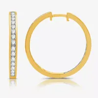 1 1/2 CT. T.W. Lab Grown White Diamond 14K Gold Over Silver 25.3mm Hoop Earrings