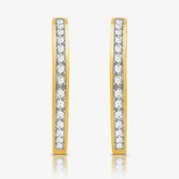 1 1/2 CT. T.W. Lab Grown White Diamond 14K Gold Over Silver 25.3mm Hoop Earrings