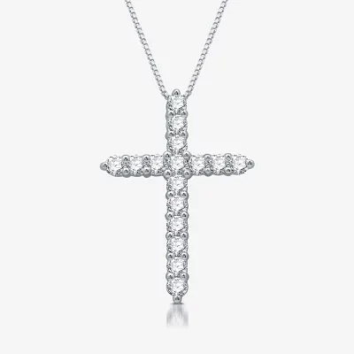 Womens 1/2 CT. T.W. Lab Grown White Diamond Sterling Silver Cross Pendant Necklaces
