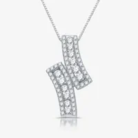 Womens 1 CT. T.W. Lab Grown White Diamond Sterling Silver Pendant Necklace