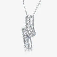 Womens 1 CT. T.W. Lab Grown White Diamond Sterling Silver Pendant Necklace