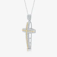 Womens 3/4 CT. T.W. Lab Grown White Diamond 14K Gold Over Silver Cross Pendant Necklace