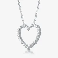 Womens 1/ CT. T.W. Lab Grown White Diamond Sterling Silver Heart Pendant Necklace