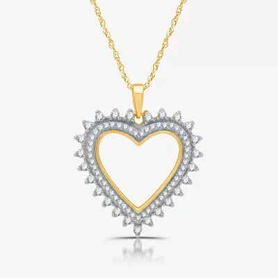 Womens / CT. T.W. Lab Grown White Diamond 14K Gold Over Silver Sterling Silver Heart 18 Inch Pendant Necklace