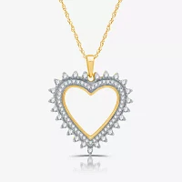 Womens /2 CT. T.W. Lab Grown White Diamond 14K Gold Over Silver Sterling Silver Heart Pendant Necklace