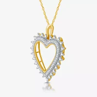 Womens /2 CT. T.W. Lab Grown White Diamond 14K Gold Over Silver Sterling Silver Heart Pendant Necklace