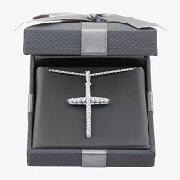 Womens /4 CT. T.W. Lab Grown White Diamond Sterling Silver Cross Pendant Necklace