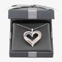 Womens / CT. T.W. Lab Grown White Diamond 14K Rose Gold Over Silver Sterling Silver Heart Pendant Necklace