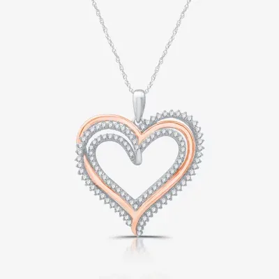 Womens / CT. T.W. Lab Grown White Diamond 14K Rose Gold Over Silver Sterling Silver Heart 18 Inch Pendant Necklace