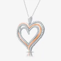 Womens / CT. T.W. Lab Grown White Diamond 14K Rose Gold Over Silver Sterling Silver Heart Pendant Necklace