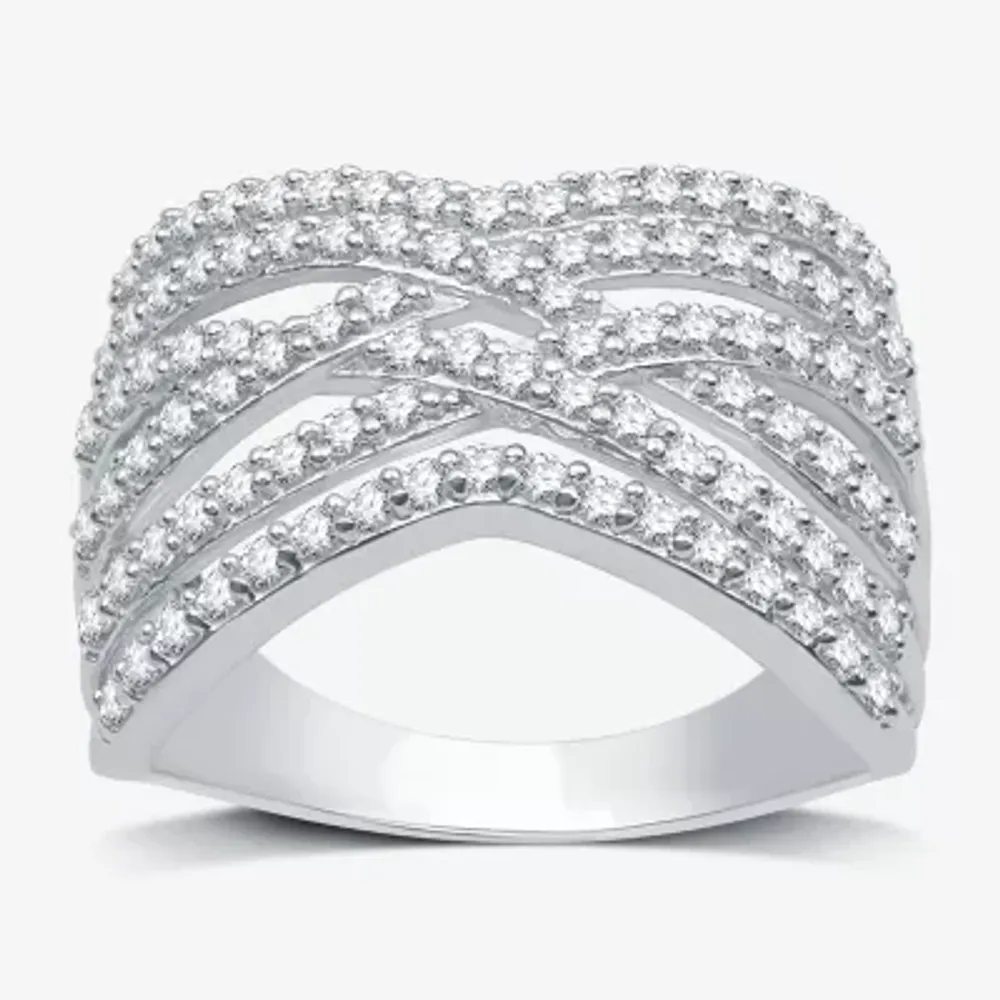 Womens 1 CT. T.W. Lab Grown White Diamond Sterling Silver Band