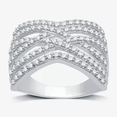 Womens 1 CT. T.W. Lab Grown White Diamond Sterling Silver Band