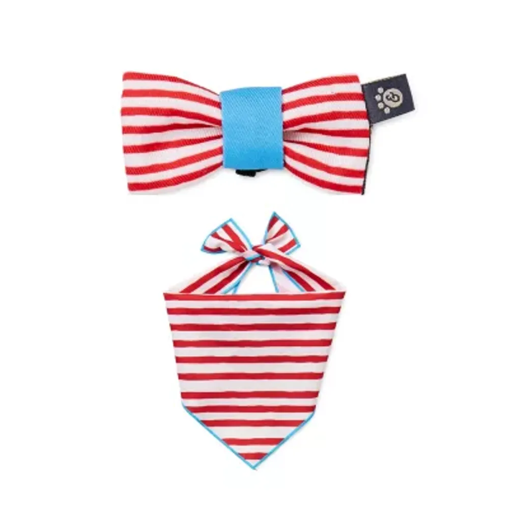 Paw & Tail Striped Dog Bowtie Bandana Set