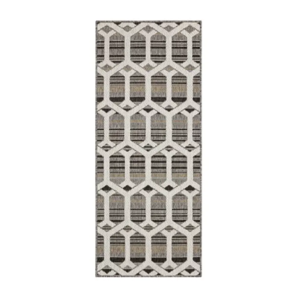 Mohawk Home Cabana Geo Flatweave 2'6"X6' Indoor Outdoor Rectangular Runner