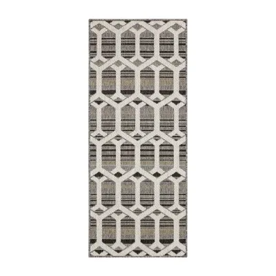 Mohawk Home Cabana Geo Flatweave 2'6"X6' Indoor Outdoor Rectangular Runner