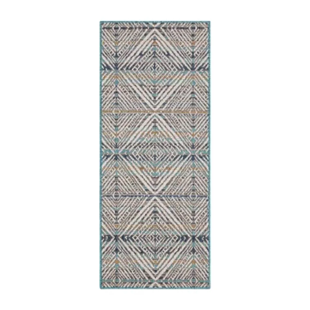 Mohawk Home Poolside Diamond Flatweave 2'6"X6' Indoor Outdoor Rectangular Runner