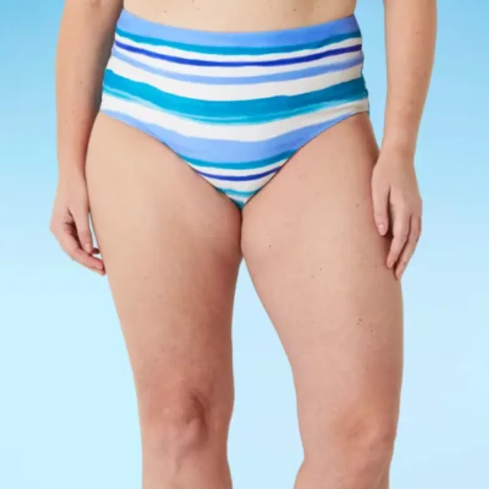 Outdoor Oasis Striped Bikini Swimsuit Bottom Plus