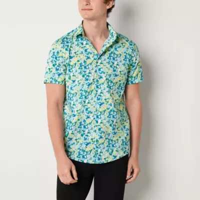 J. Ferrar Slim Mens Slim Fit Short Sleeve Button-Down Shirt